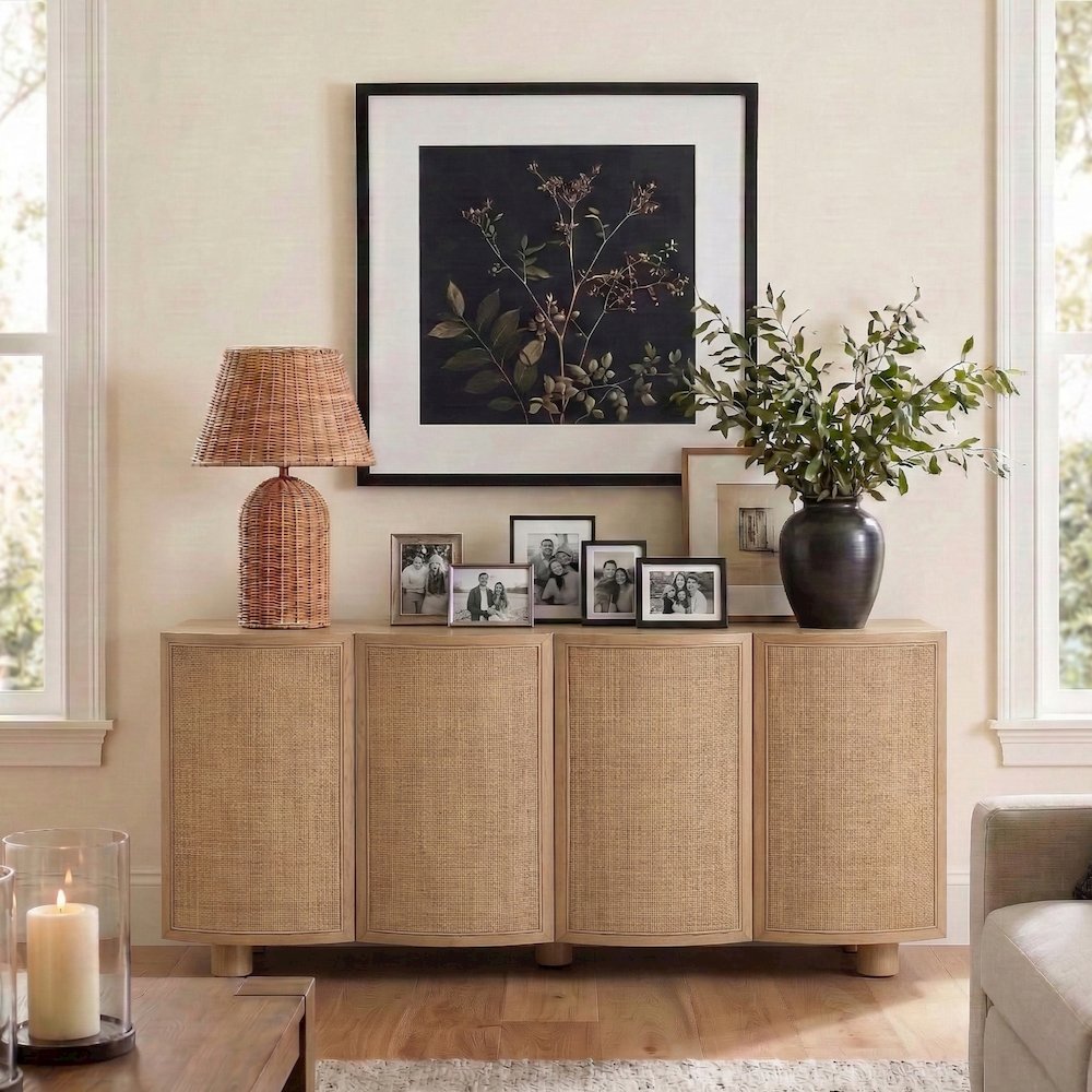 Norin Natural Solid Wood And Oak Veneer Sideboard/Buffet. Picture 2