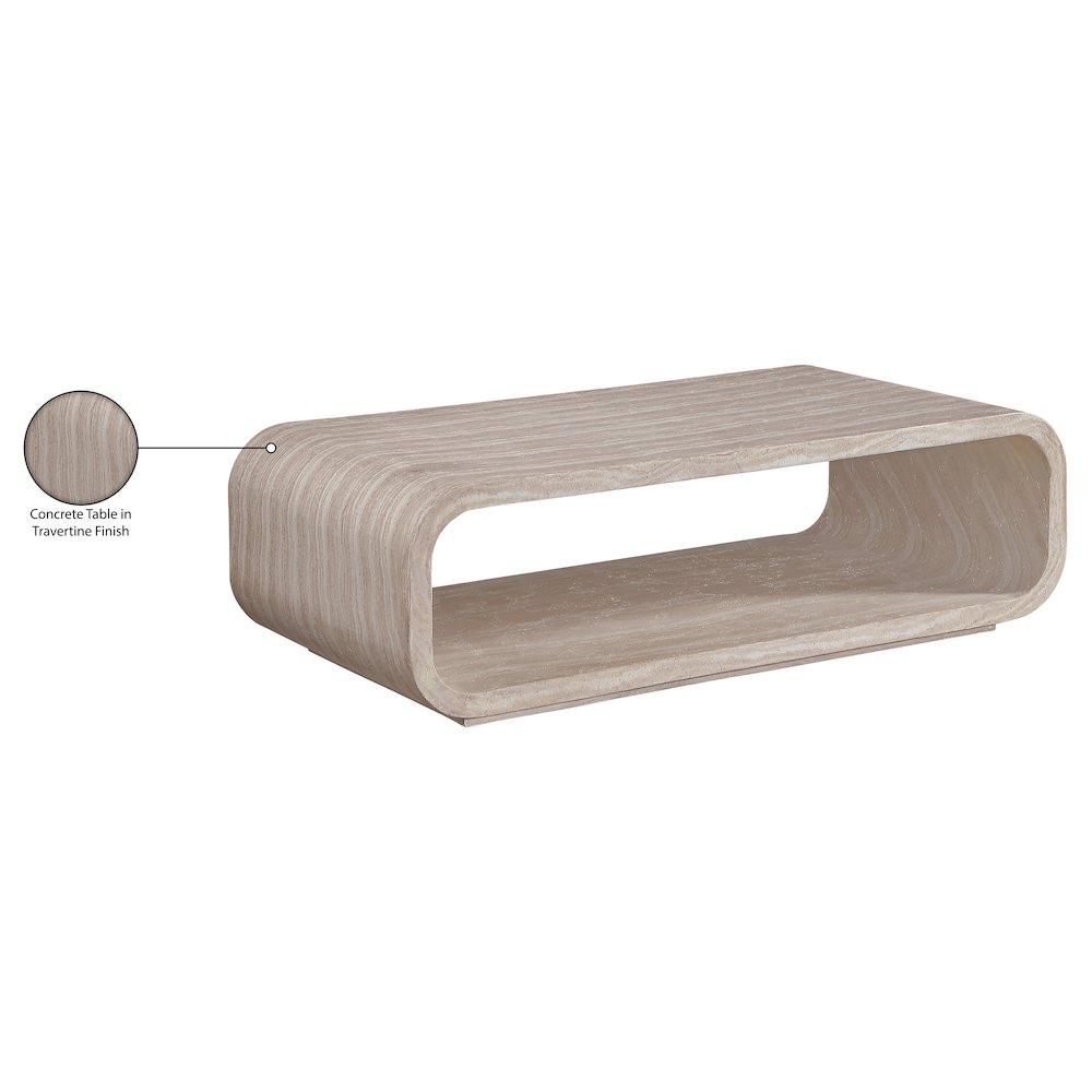 Calix Travertine Concrete Indoor / Outdoor Coffee Table. Picture 9
