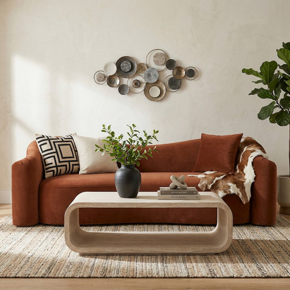 Calix Travertine Concrete Indoor / Outdoor Coffee Table. Picture 2