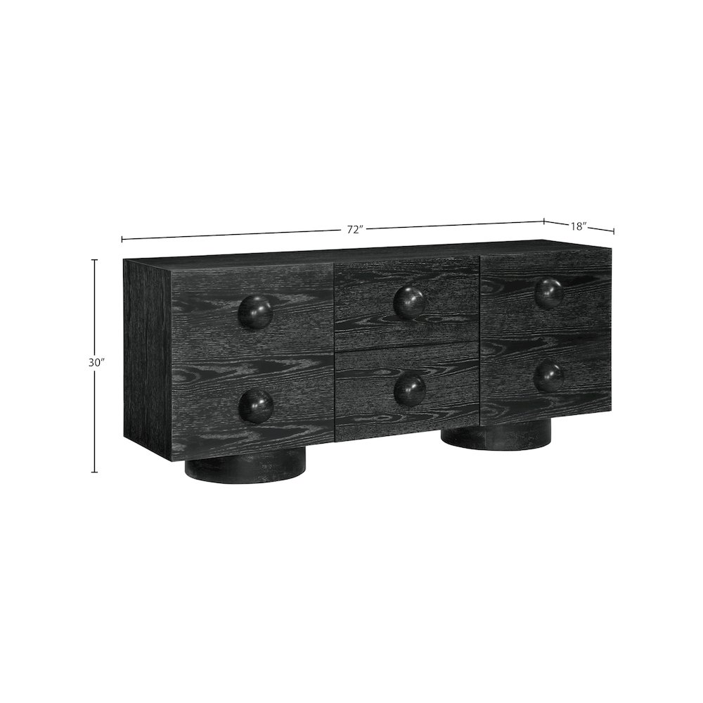 Bubble Black Rubberwood with Oak Veneer Sideboard/Buffet. Picture 9