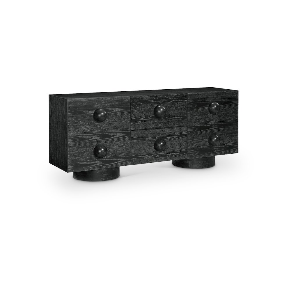 Bubble Black Rubberwood with Oak Veneer Sideboard/Buffet. Picture 1