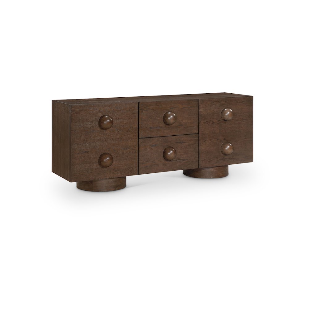 Bubble Brown Rubberwood with Oak Veneer Sideboard/Buffet. Picture 1