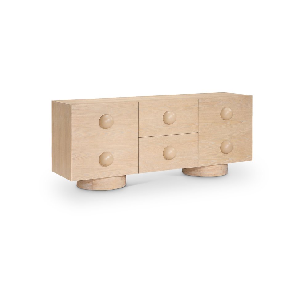 Bubble Natural Rubberwood with Oak Veneer Sideboard/Buffet. Picture 1