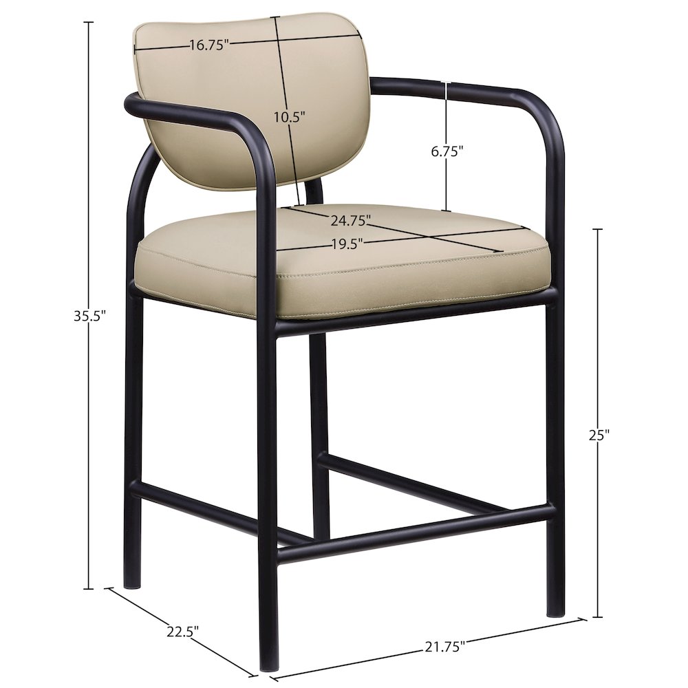 Serava Beige Vegan Leather Upholstered Counter Stool. Picture 9