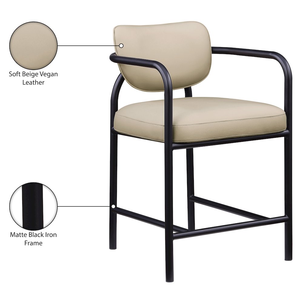 Serava Beige Vegan Leather Upholstered Counter Stool. Picture 10