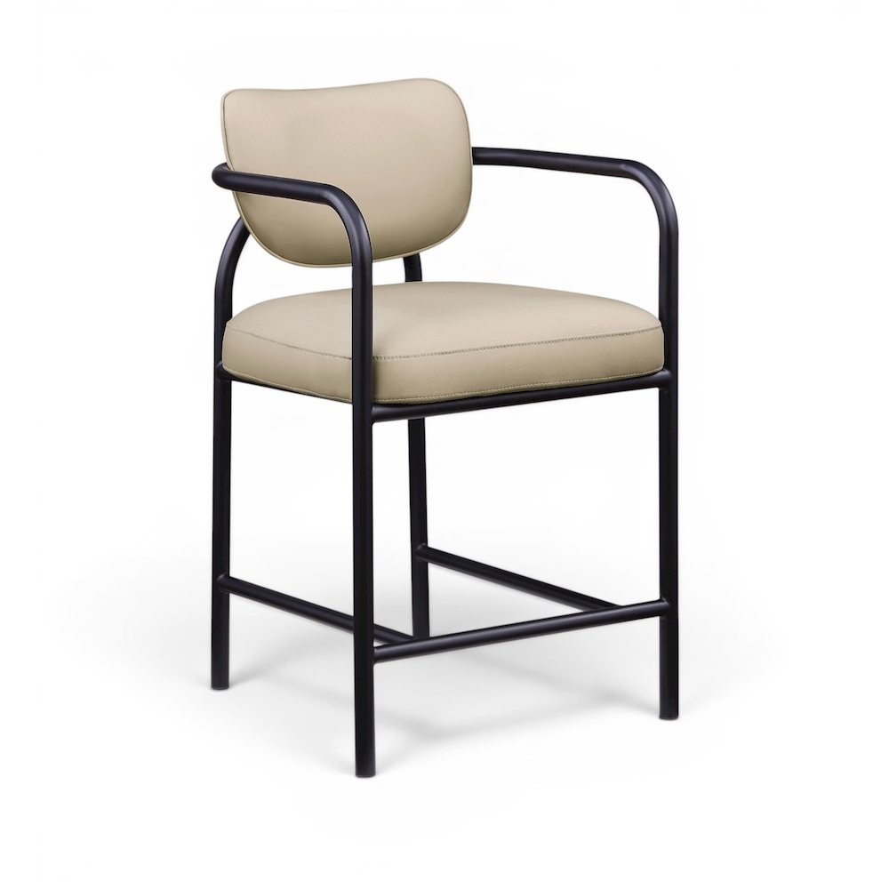 Serava Beige Vegan Leather Upholstered Counter Stool. Picture 1