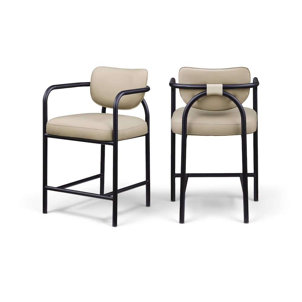 Serava Beige Vegan Leather Upholstered Counter Stool. Picture 11