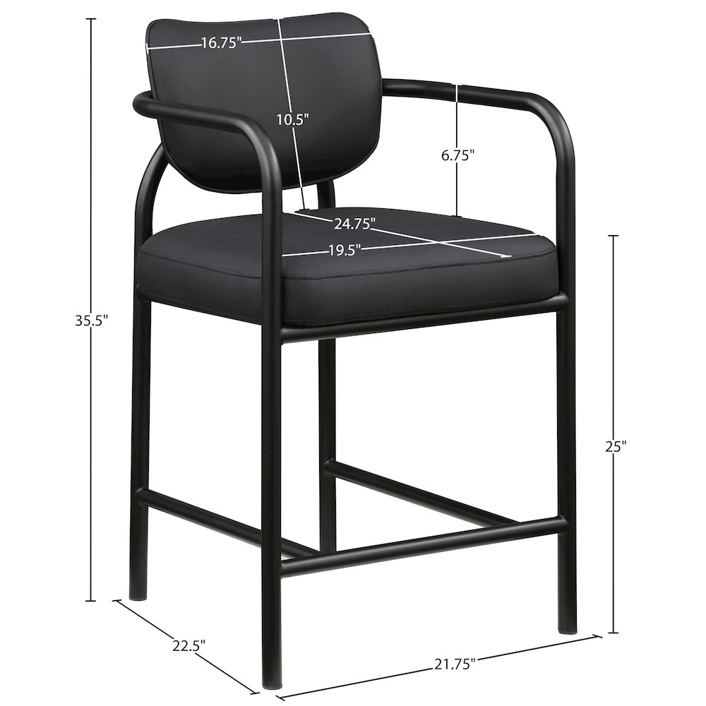 Serava Black Vegan Leather Upholstered Counter Stool. Picture 9
