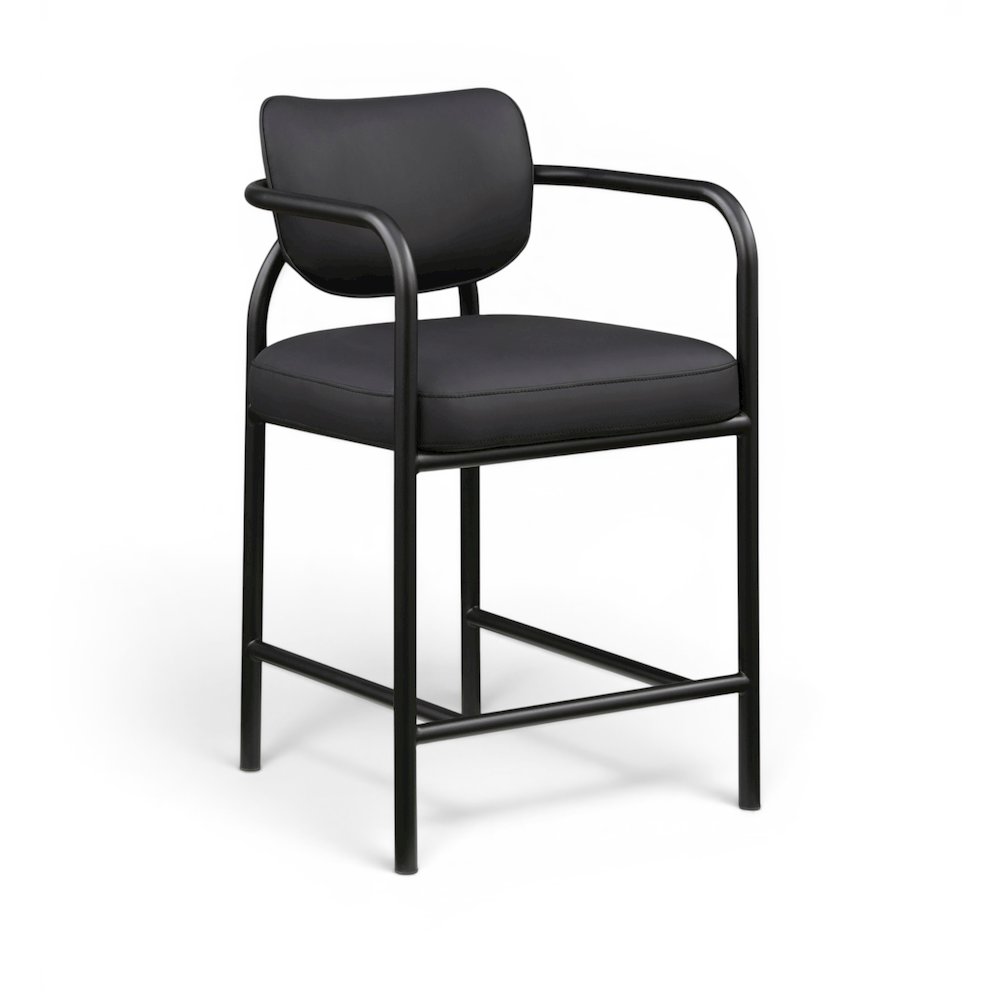 Serava Black Vegan Leather Upholstered Counter Stool. Picture 1