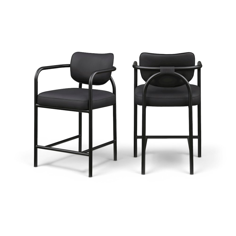 Serava Black Vegan Leather Upholstered Counter Stool. Picture 11