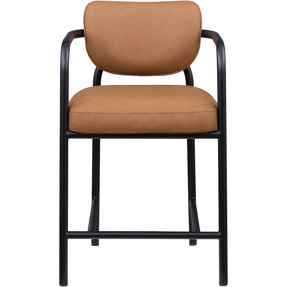 Serava Cognac Vegan Leather Upholstered Counter Stool. Picture 3