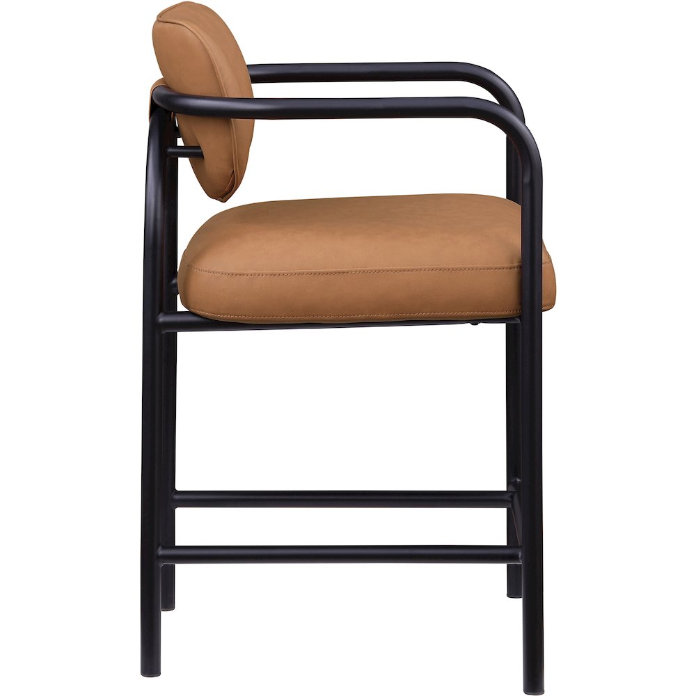 Serava Cognac Vegan Leather Upholstered Counter Stool. Picture 4