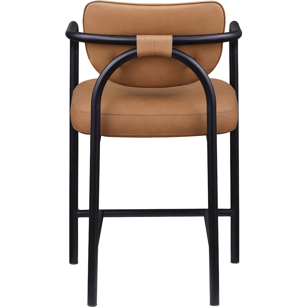 Serava Cognac Vegan Leather Upholstered Counter Stool. Picture 5