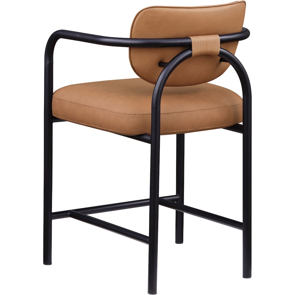 Serava Cognac Vegan Leather Upholstered Counter Stool. Picture 6