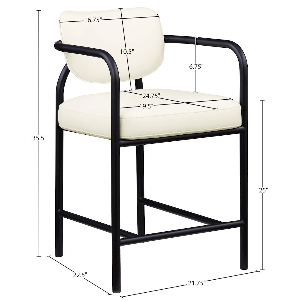 Serava Cream Vegan Leather Upholstered Counter Stool. Picture 9