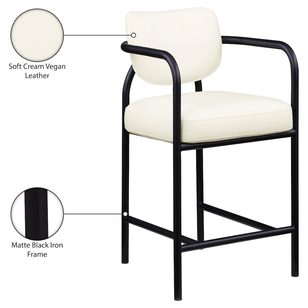 Serava Cream Vegan Leather Upholstered Counter Stool. Picture 10