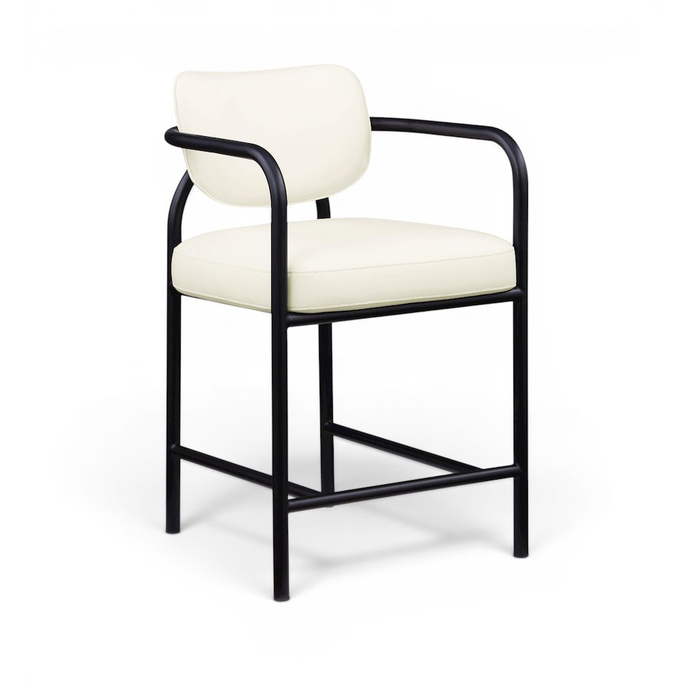 Serava Cream Vegan Leather Upholstered Counter Stool. Picture 1