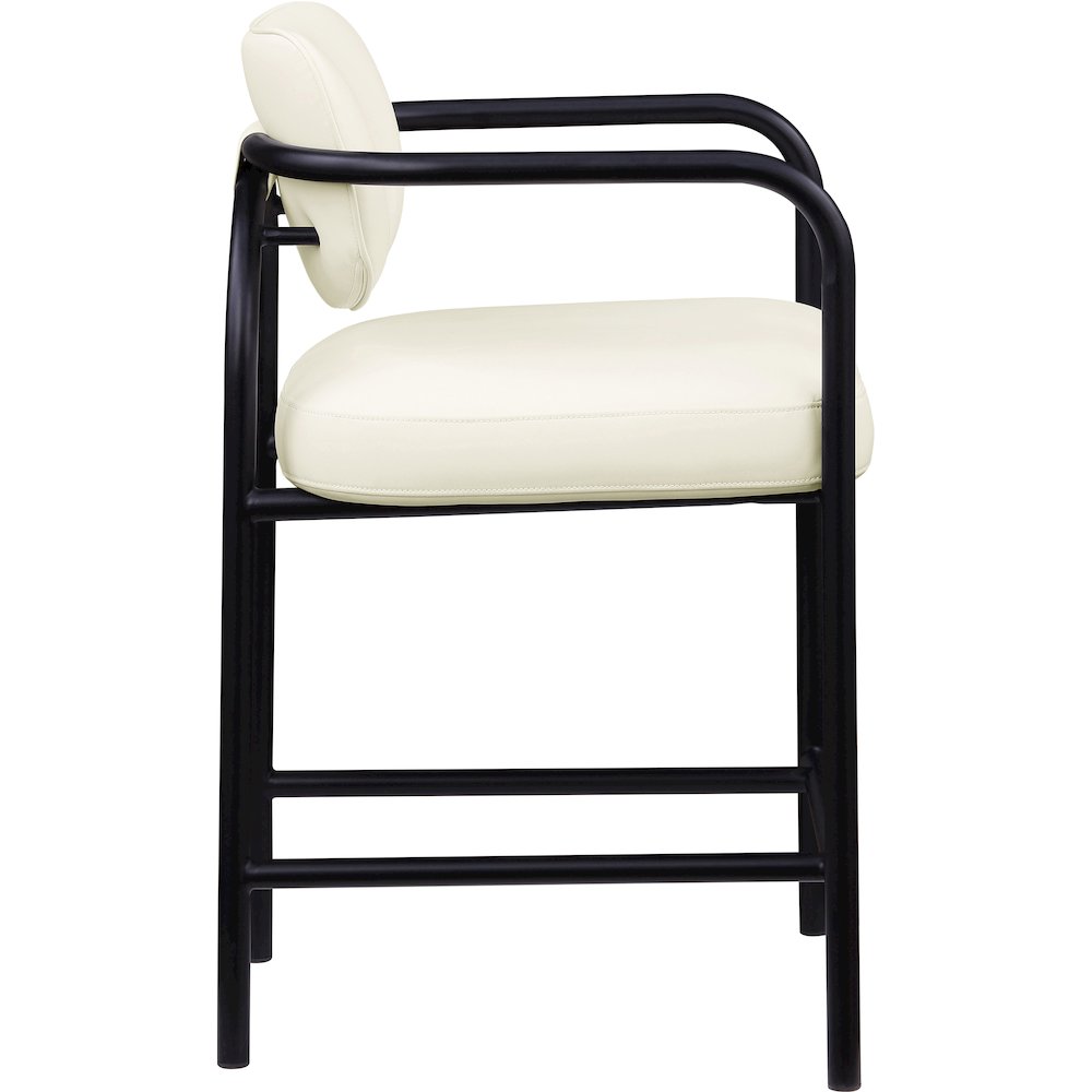 Serava Cream Vegan Leather Upholstered Counter Stool. Picture 4