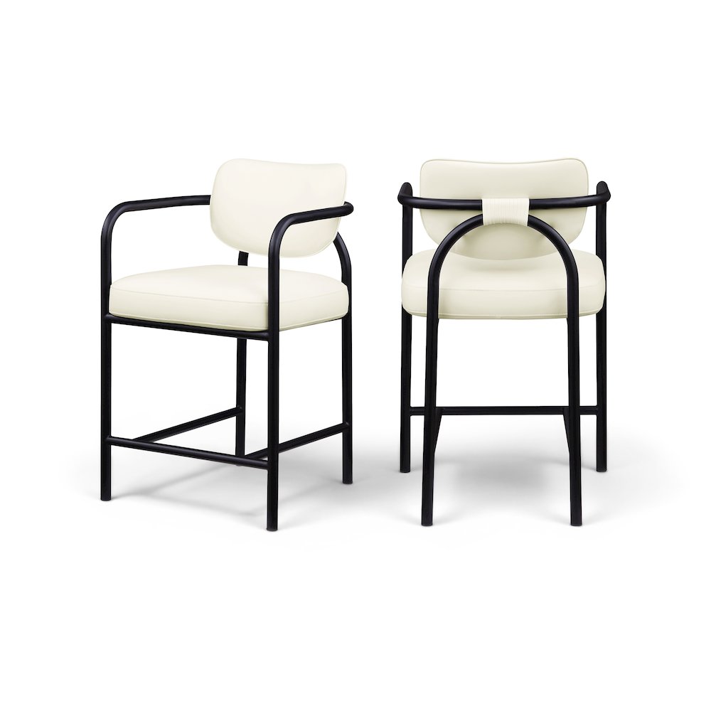 Serava Cream Vegan Leather Upholstered Counter Stool. Picture 11