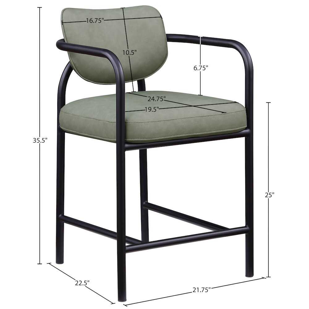 Serava Green Vegan Leather Upholstered Counter Stool. Picture 9
