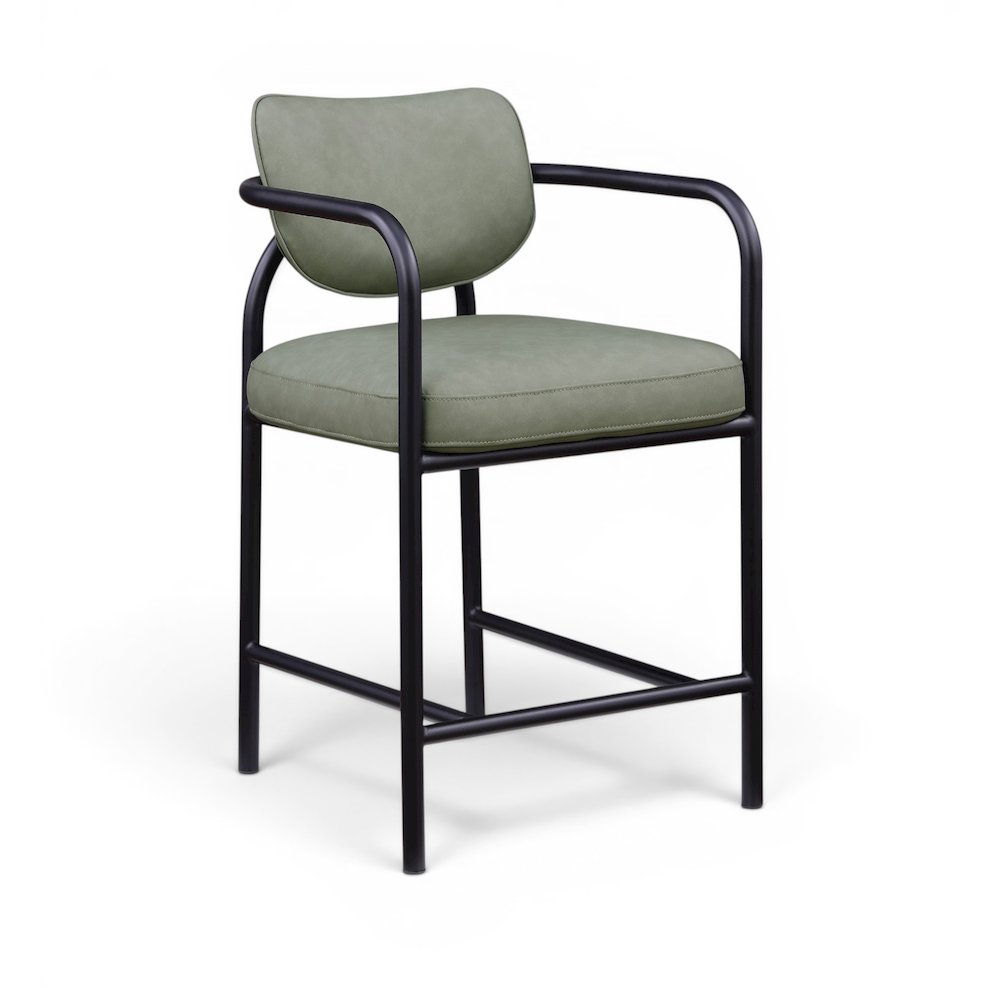 Serava Green Vegan Leather Upholstered Counter Stool. Picture 1
