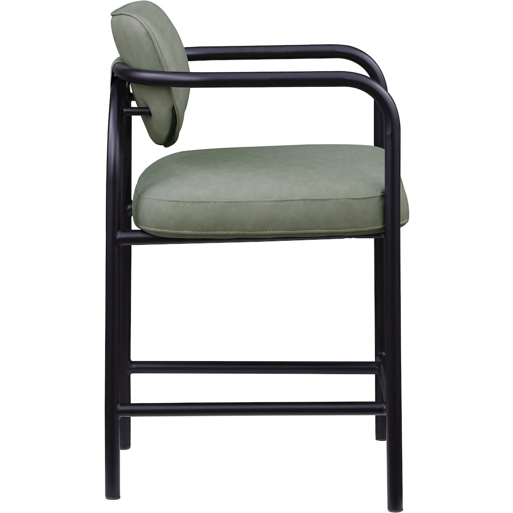 Serava Green Vegan Leather Upholstered Counter Stool. Picture 4