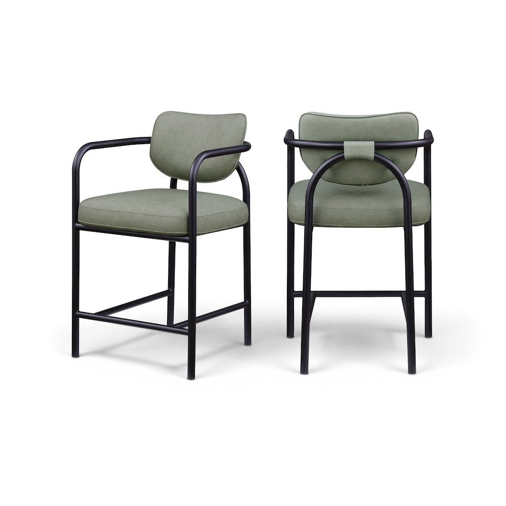 Serava Green Vegan Leather Upholstered Counter Stool. Picture 11