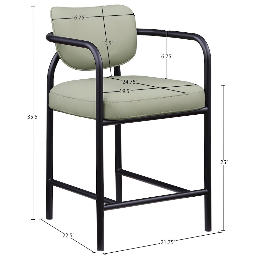 Serava Mint Vegan Leather Upholstered Counter Stool. Picture 9