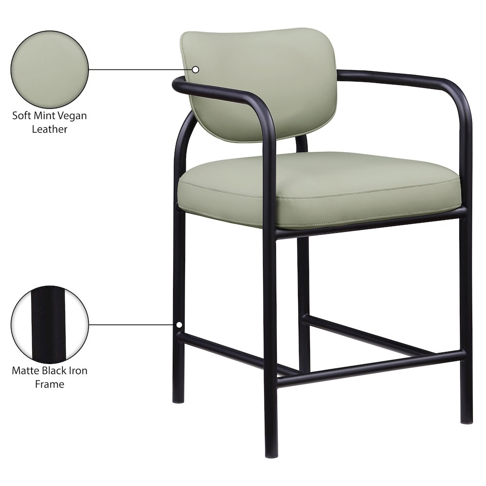 Serava Mint Vegan Leather Upholstered Counter Stool. Picture 10