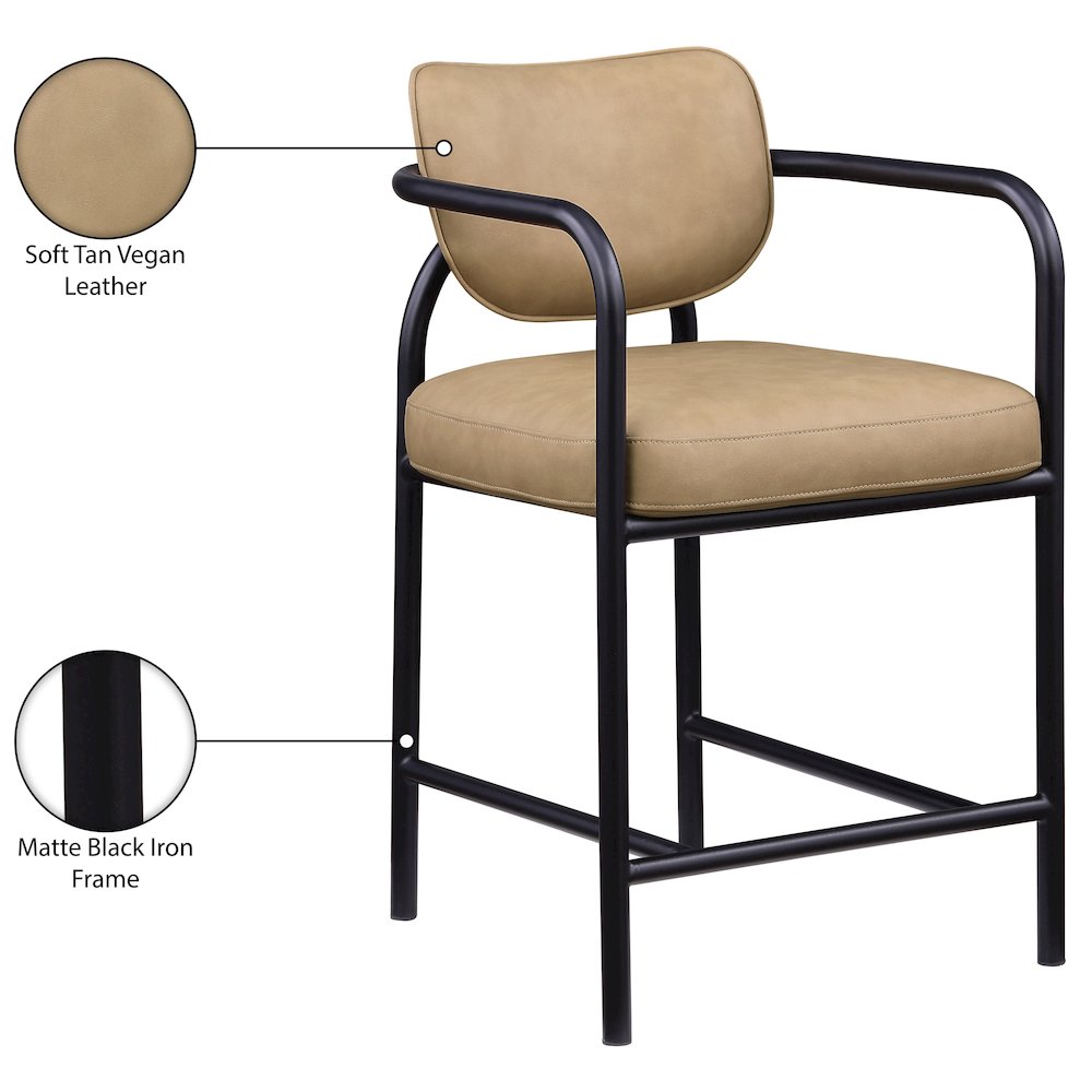 Serava Tan Vegan Leather Upholstered Counter Stool. Picture 10