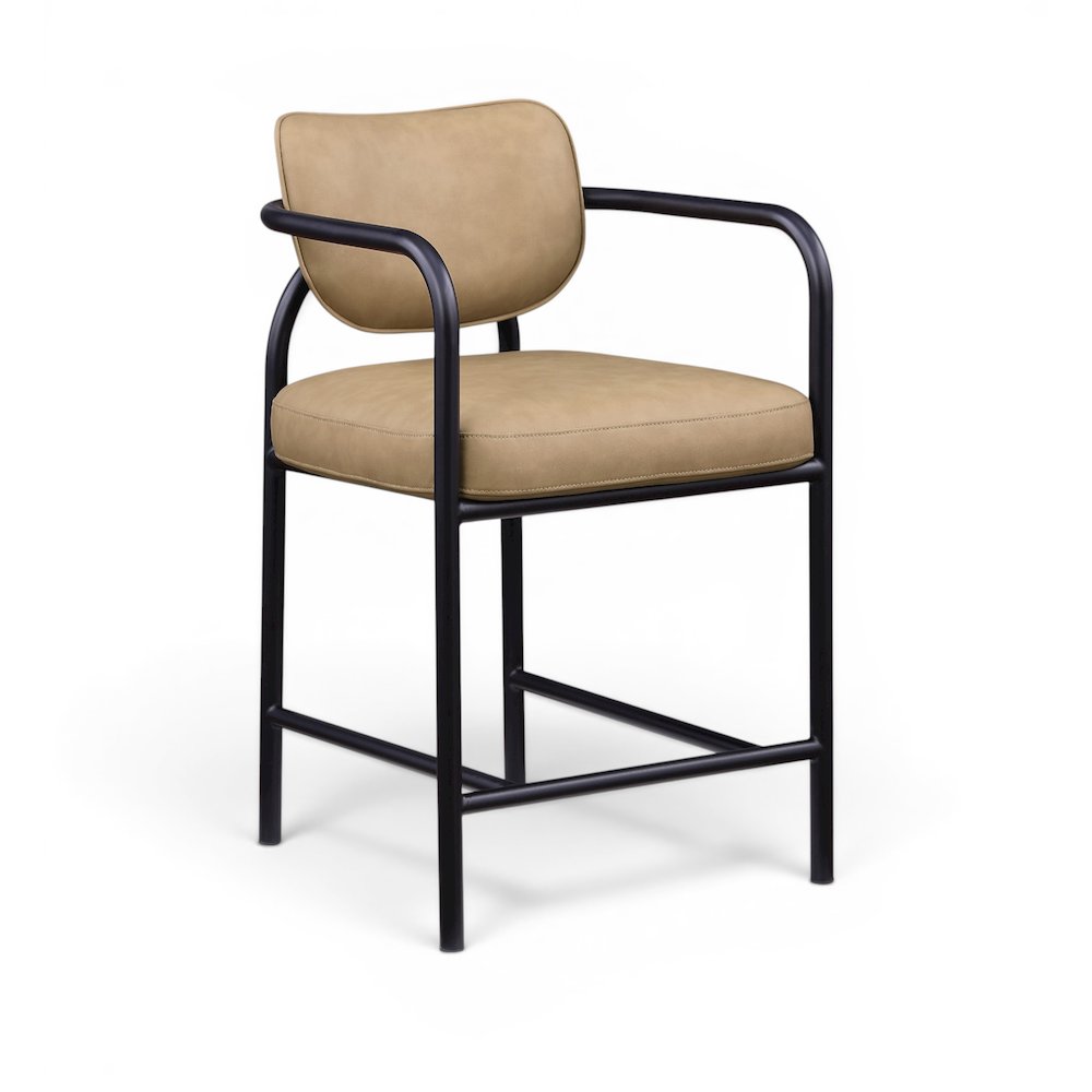 Serava Tan Vegan Leather Upholstered Counter Stool. Picture 1