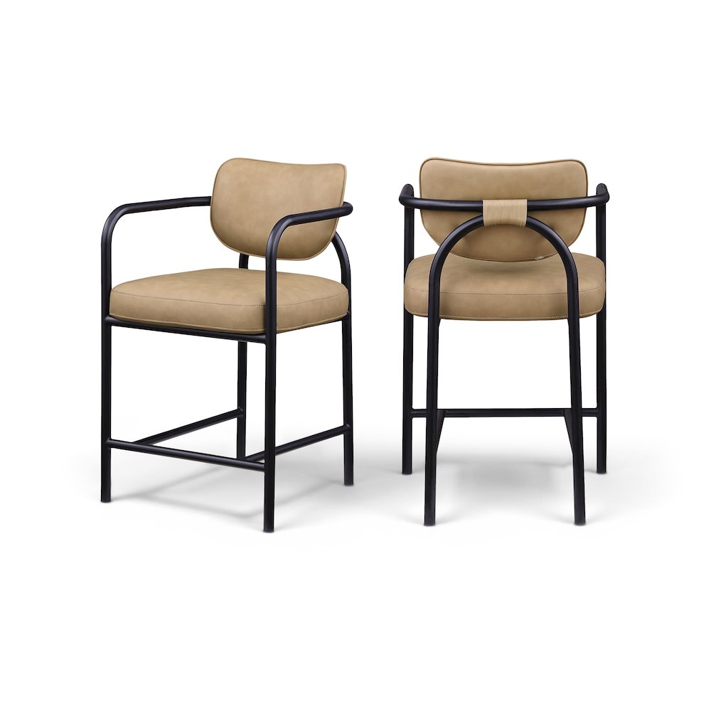 Serava Tan Vegan Leather Upholstered Counter Stool. Picture 11