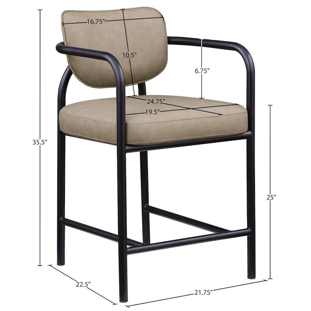 Serava Taupe Vegan Leather Upholstered Counter Stool. Picture 9