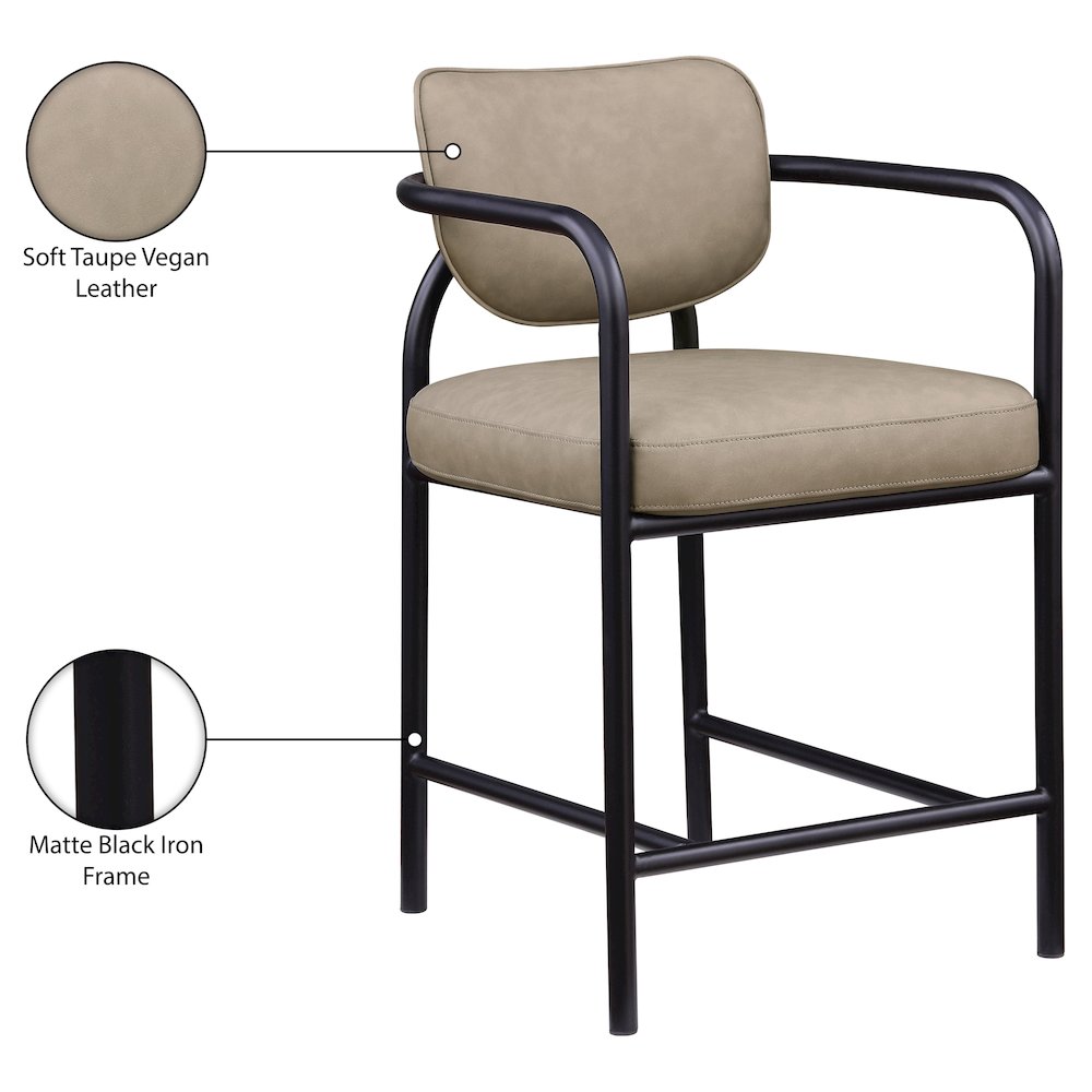 Serava Taupe Vegan Leather Upholstered Counter Stool. Picture 10
