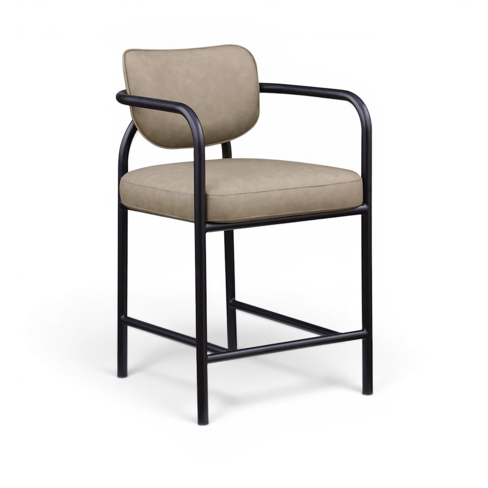 Serava Taupe Vegan Leather Upholstered Counter Stool. Picture 1
