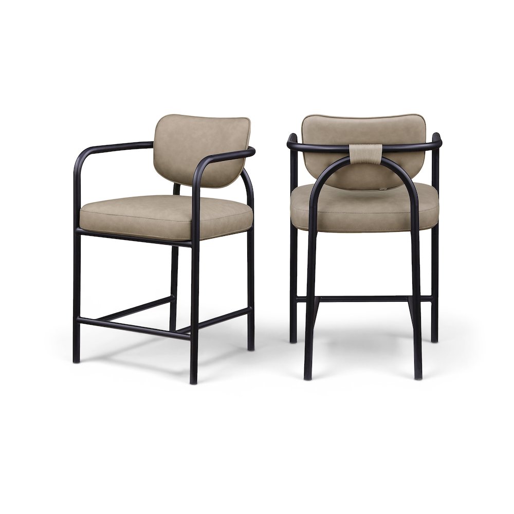 Serava Taupe Vegan Leather Upholstered Counter Stool. Picture 11