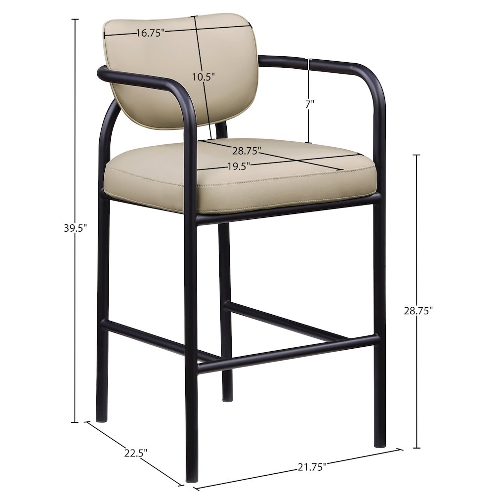 Serava Beige Vegan Leather Upholstered Bar Stool. Picture 9