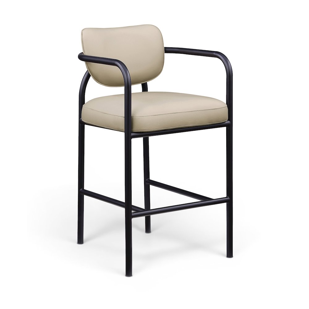 Serava Beige Vegan Leather Upholstered Bar Stool. Picture 1
