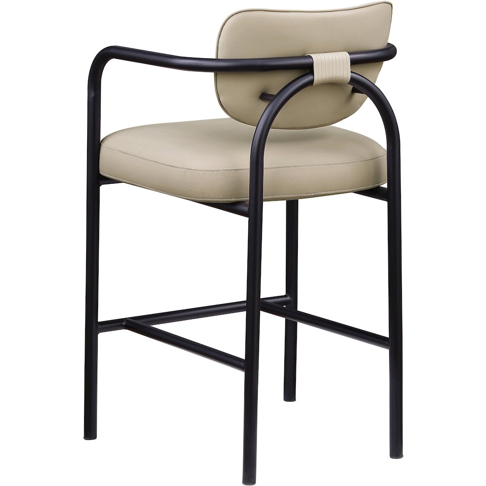 Serava Beige Vegan Leather Upholstered Bar Stool. Picture 6