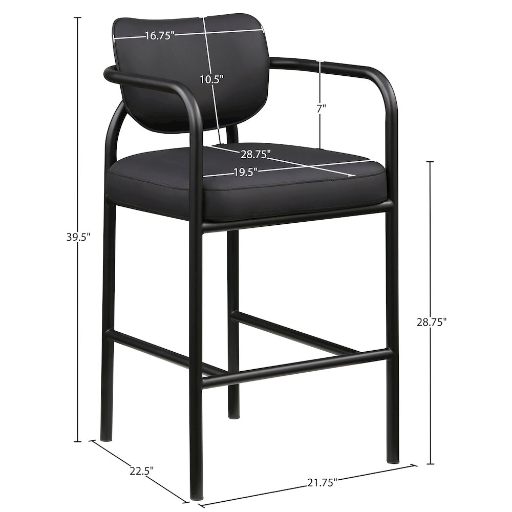 Serava Black Vegan Leather Upholstered Bar Stool. Picture 9