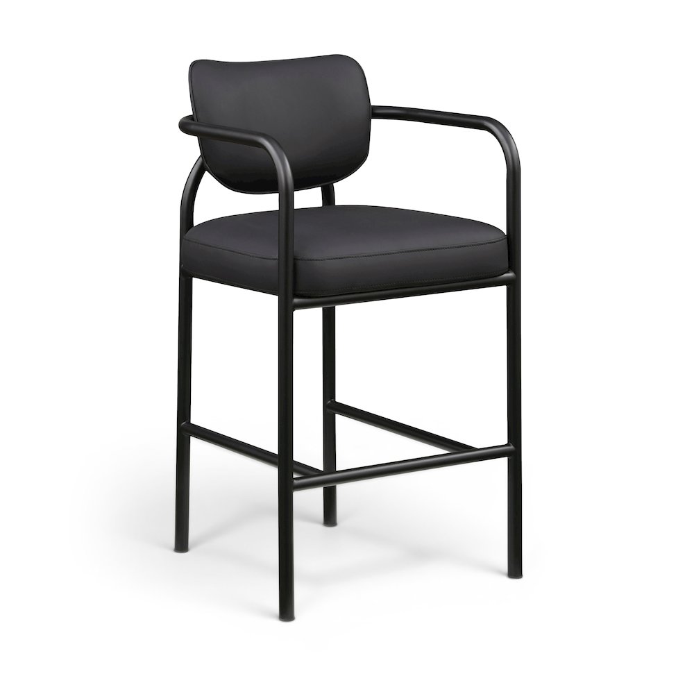 Serava Black Vegan Leather Upholstered Bar Stool. Picture 1