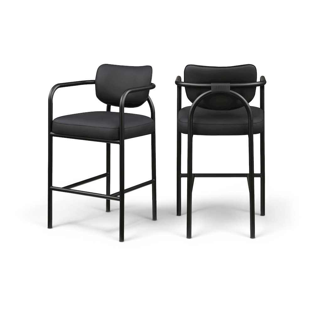 Serava Black Vegan Leather Upholstered Bar Stool. Picture 11