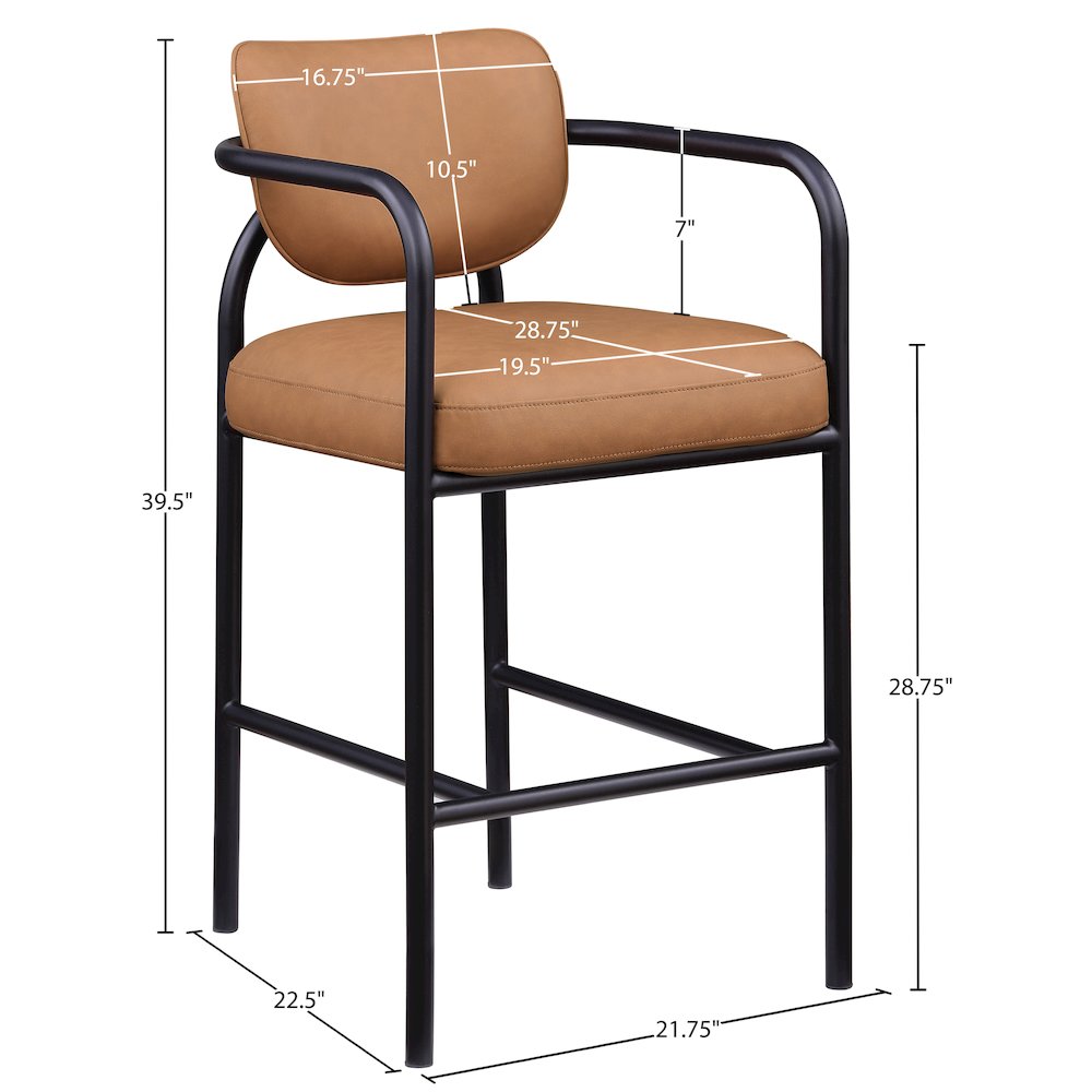 Serava Cognac Vegan Leather Upholstered Bar Stool. Picture 9
