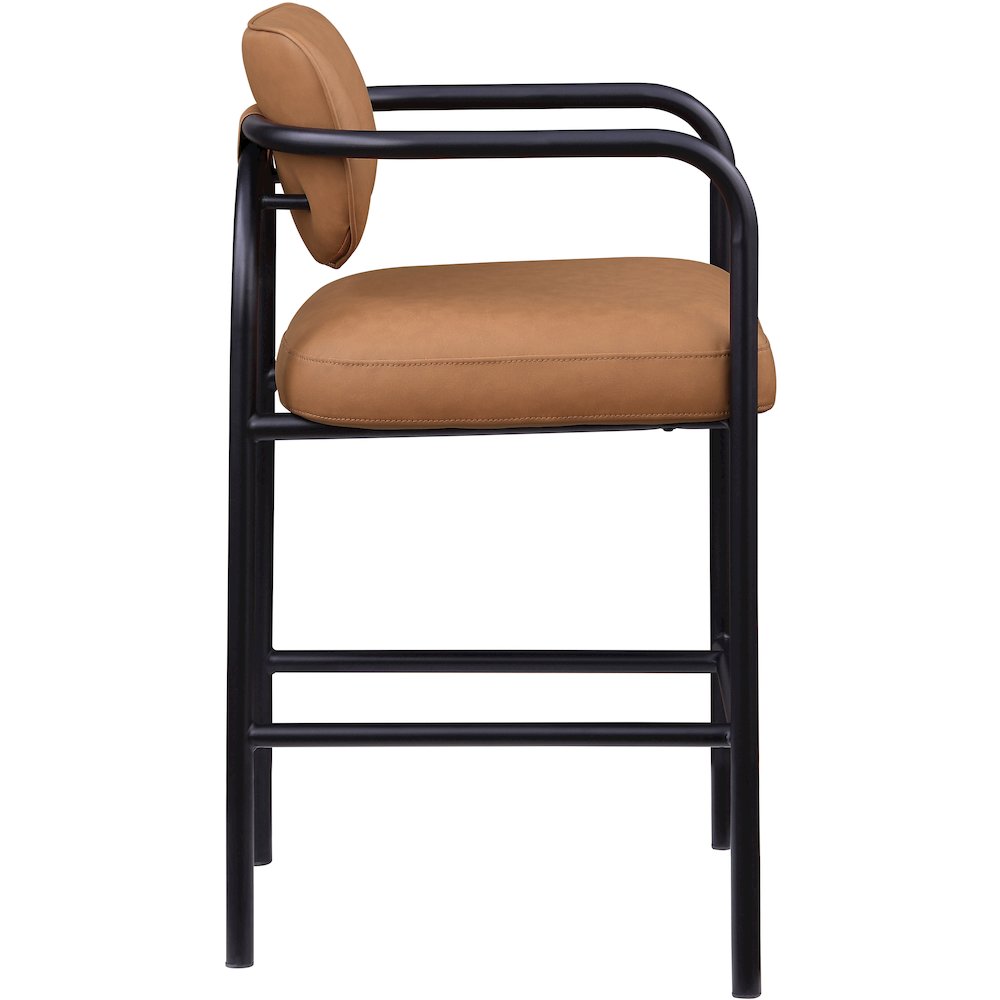 Serava Cognac Vegan Leather Upholstered Bar Stool. Picture 4