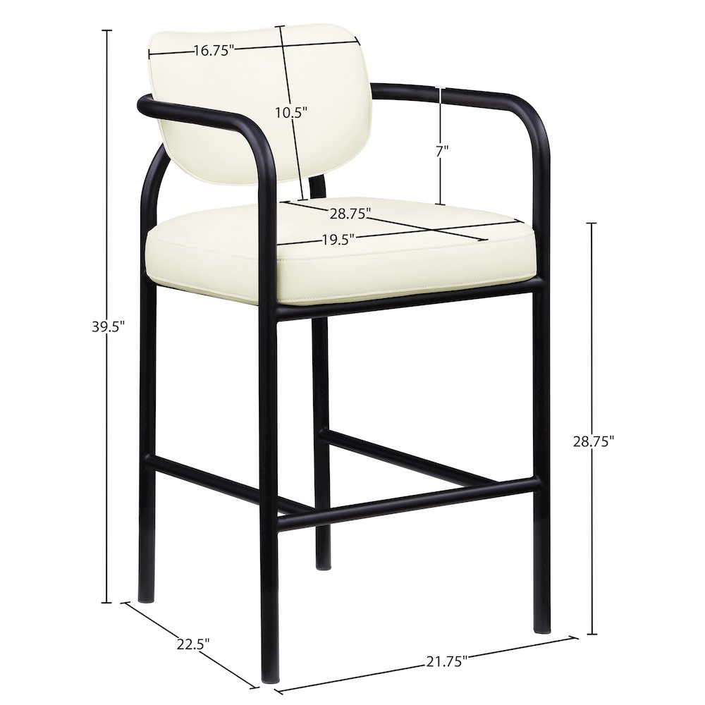 Serava Cream Vegan Leather Upholstered Bar Stool. Picture 9