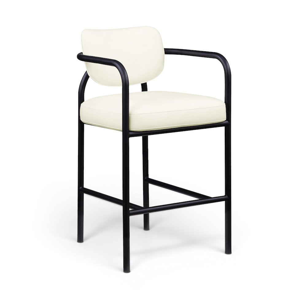 Serava Cream Vegan Leather Upholstered Bar Stool. Picture 1