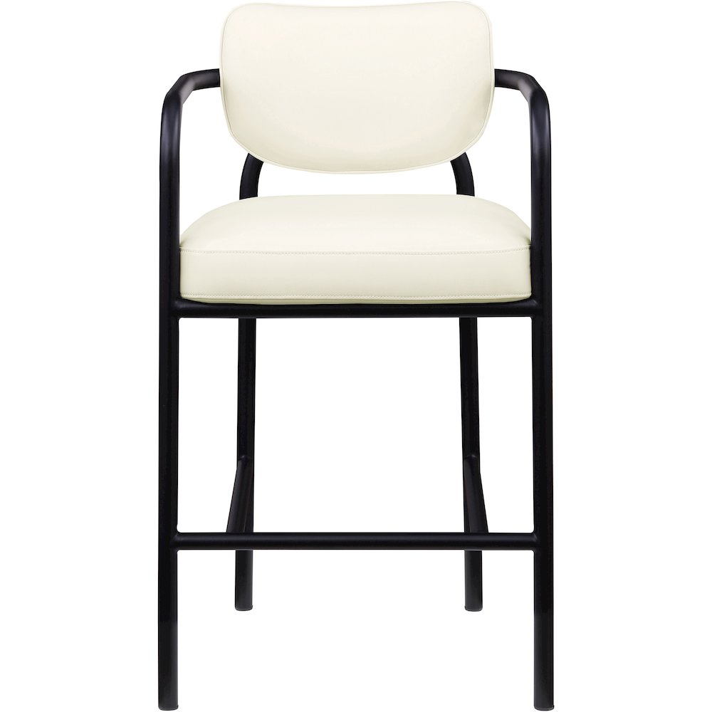 Serava Cream Vegan Leather Upholstered Bar Stool. Picture 3