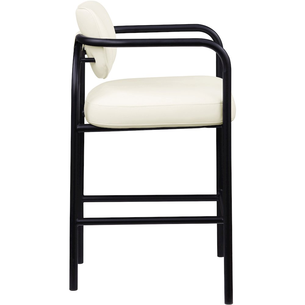 Serava Cream Vegan Leather Upholstered Bar Stool. Picture 4