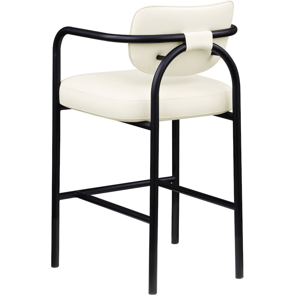 Serava Cream Vegan Leather Upholstered Bar Stool. Picture 6