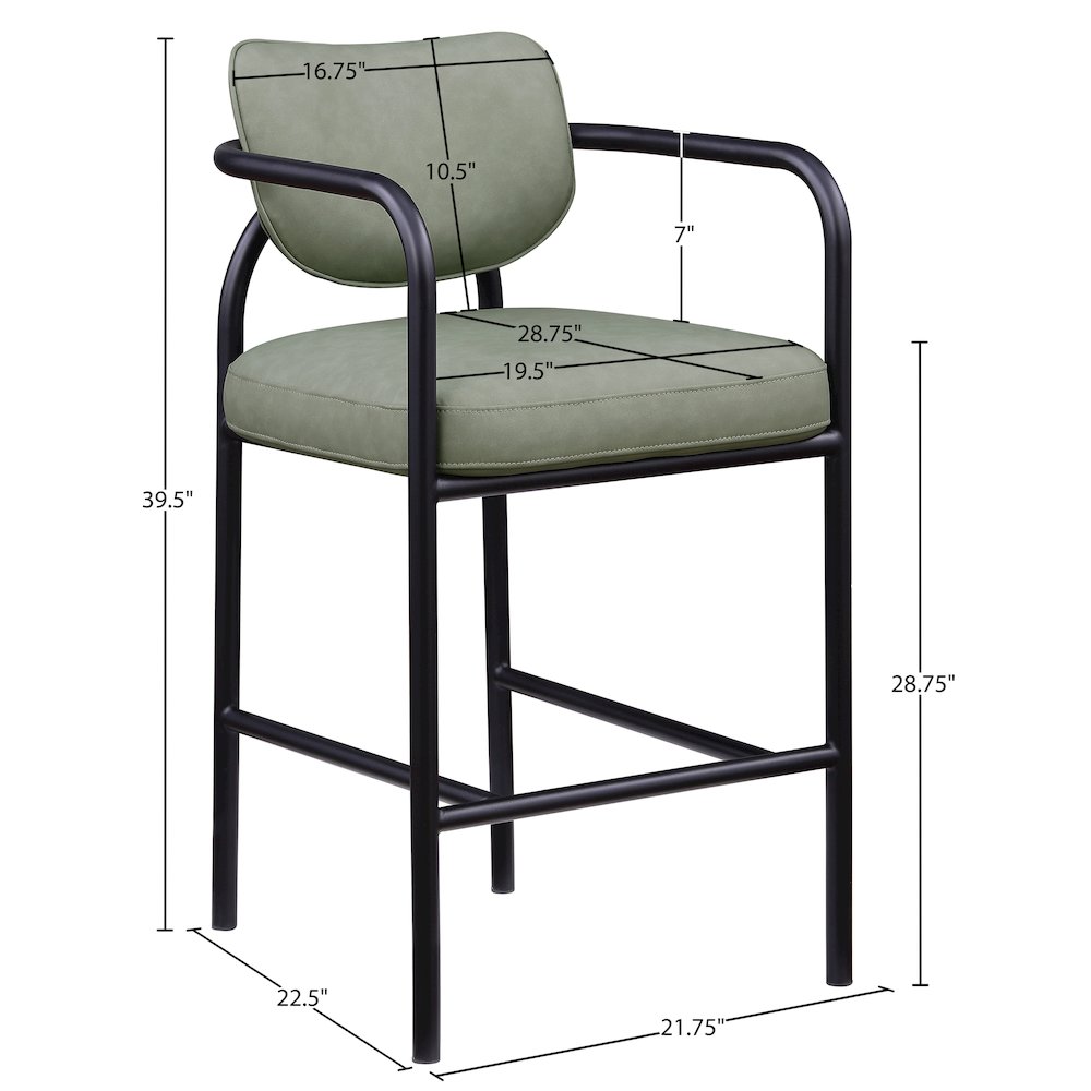 Serava Green Vegan Leather Upholstered Bar Stool. Picture 9